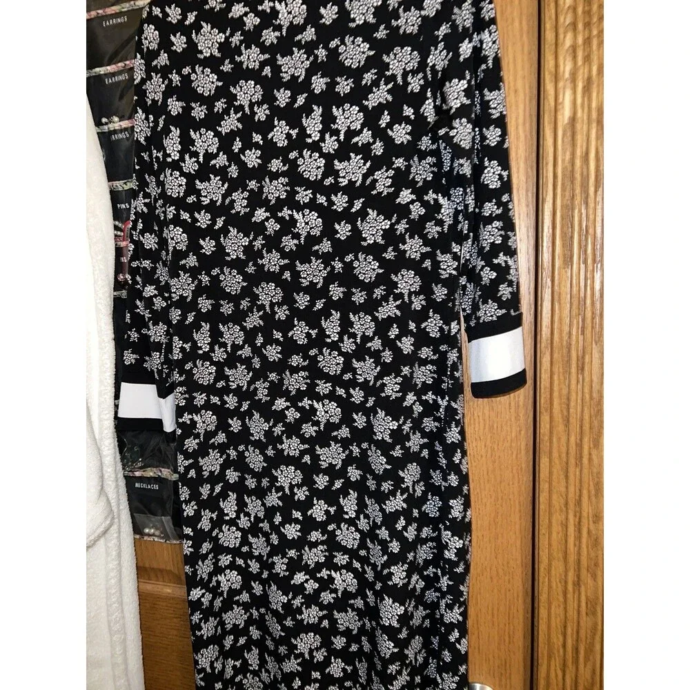 Michael Kors womens dress navy blue White Print stretch 3/4 sleeve short XS NWT